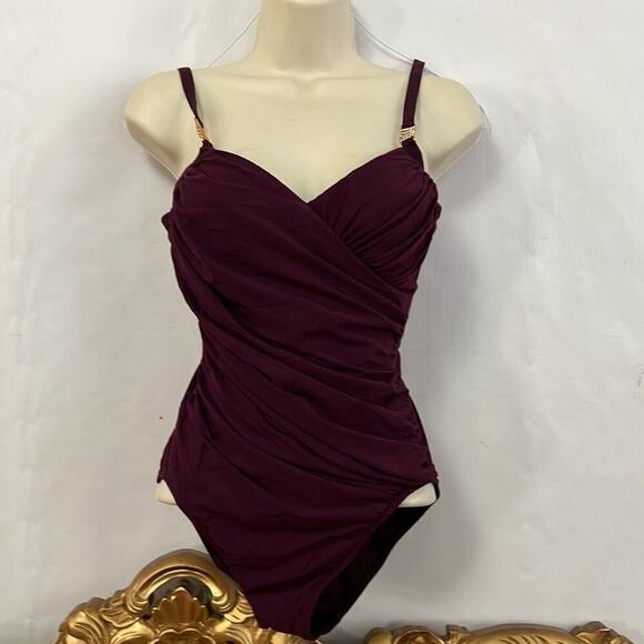 GOTTEX RUCHED WAIST ONEPIECE SWIMSUIT SIZE 10‎ - Picture 1 of 7